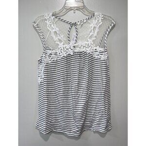 Sleeveless Striped Top With Lace Details By Maurices Medium Size White & Gray Co